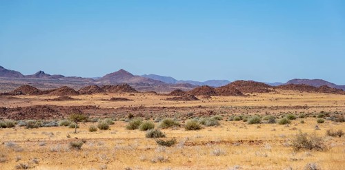 Desert landscape, barren landscape with hills of stacked rocks, Brandberg, Erongo, Damaraland,