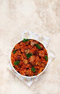 Bigos, bigus is a national Polish dish, made of cabbage and meat, stewed, homemade, no people