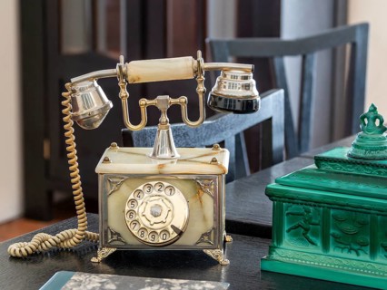 Old antique telephone with dial