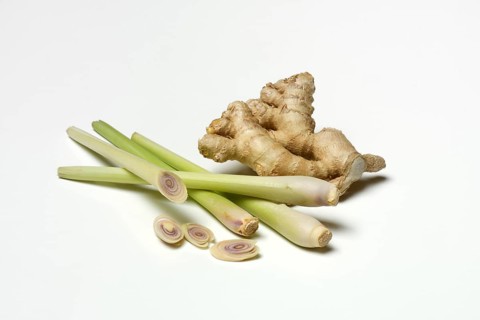 Ginger, ginger root and lemongrass