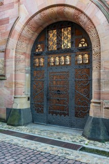 Ancient front door of the Archbishop's Ordinariate in Freiburg im Breisgau