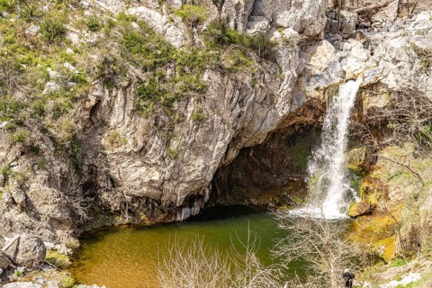 The Drymonas Waterfall on the island of Euboea or Evia, Greece