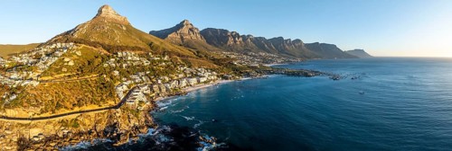 Cityscape, Aerial View, Ocean and Clifton Beach, Camps Bay and Lion's Head, Cape Town, South Africa