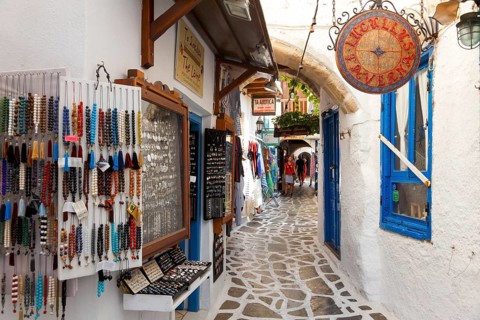Alley in the old town of Naxos, Cyclades, Greece