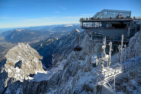 Mountain station of the cable car to the Zugspitze (2962 m), German side, Grainau municipality,