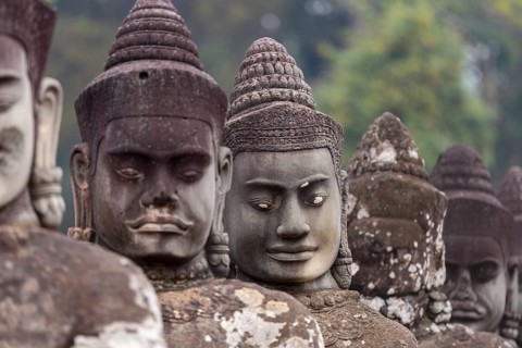 54 demons on the bridge at the south gate of Angkor Thom (Hindu myth of the Cherry of the Milk