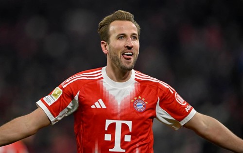 Goal cheer Harry Kane FC Bayern Munich FCB (09) gesture gesture, Allianz Arena, Munich, Bavaria,