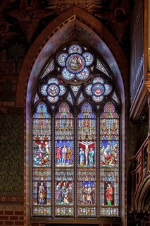 Holy Blood chapel, Figurative stained-glass window, Bruges, Belgium