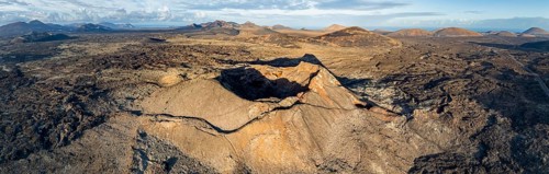 Volcán de Las Nueces volcano, picturesque volcanic landscape with volcanic craters and lava fields