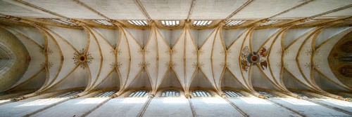 Interior photo, vaulted ceiling, church ceiling, central nave, interior view, Cathedral of Our Lady
