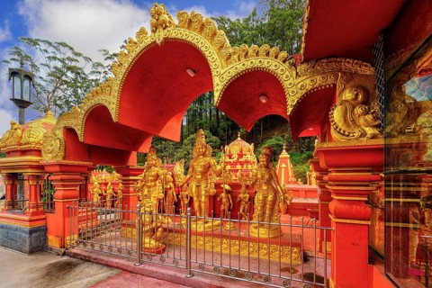 Sriramajayam Hindu Temple, Golden statues, Nuwara, Sri Lanka