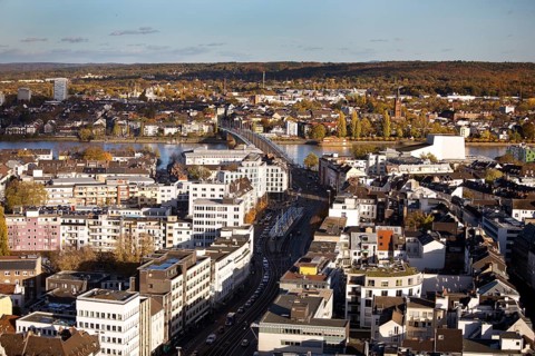 Panoramic view from town house towards Beul, Bonn, North Rhine-Westphalia, Germany