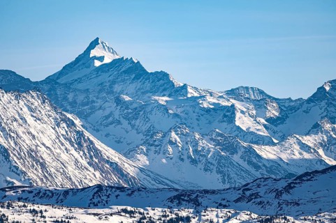 Grossglockner summit in winter, view from Hohe Salve, Tyrol, Austria