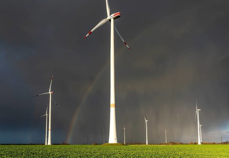 Königshovener Höhe onshore wind farm, on the A44 motorway near Bedburg, in front of the Jackerath