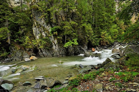 Diosaz mountain river in the gorge, Gorges de la Diosaz, Les Houches, Chamonix-Mont-Blanc,
