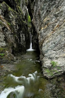 Small waterfall, Diosaz mountain river in the gorge, Gorges de la Diosaz, Les Houches,