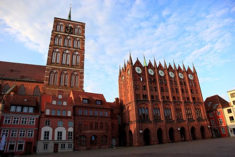 St. Nicholas Church and Town Hall in the Old Town, Stralsund, Hanseatic City of Stralsund,