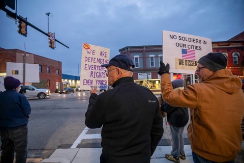 Milan, Michigan USA - 11 November 2025 - On Veterans Day, veterans held rallies across the country