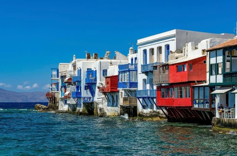 Mykonos, Cyclades, Greece - Little Venice is a picturesque neighborhood in Mykonos Town with