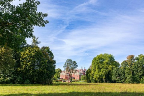 New Muskau Castle, Muskauer Park, UNESCO World Heritage Site, Bad Muskau, Upper Lusatia, Saxony,