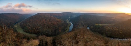 Sunrise, morning mood, autumn landscape, river loop, river Thaya, Thaya Valley National Park, Lower