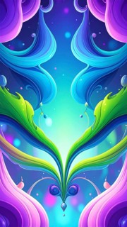 Symmetric Abstract Bright Liquid Ornament Background, futuristic wallpaper template illustration,