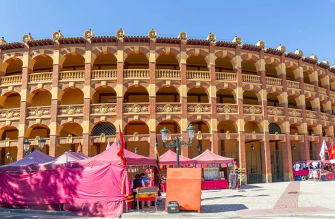 Plaza de Toros de la Misericordia historic bullring building, city of Zaragoza, Aragon, Spain