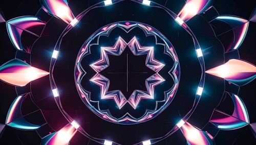 Abstract background of slightly unfocused multicolored glass lenses spinning and rotating,