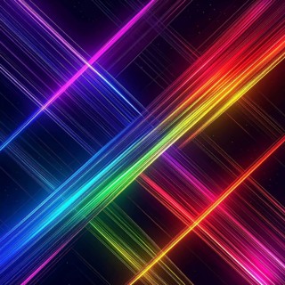 Abstract digital art featuring vibrant, intersecting neon lines creating a geometric pattern,