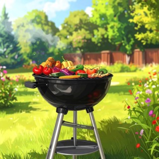 Cooking vegetables on grill outdoors, healthy lifestyle with healthy food, close up of grill with
