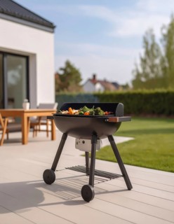 Cooking vegetables on grill outdoors, healthy lifestyle with healthy food, close up of grill with