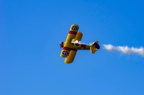 A Boeing PT-17 Stearman biplane, also Boeing Stearman Model 75, with the inscription 399 USNAVY