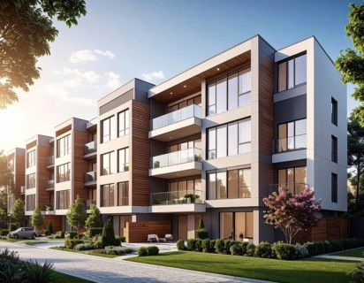 New modern block of flat, condo architecture, Residential apartment as a flat, luxury house