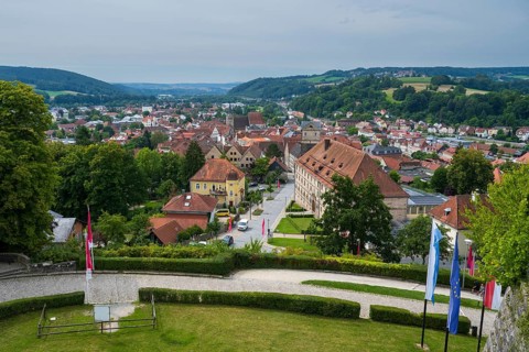 View of the city from Rosenberg Fortress, Upper Franconia, Franconia, Bavaria, Germany