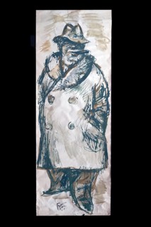 Original caricature, Berlin milieui from the 1940s, by artist Rudolf Führmann, 1909 to 1976,