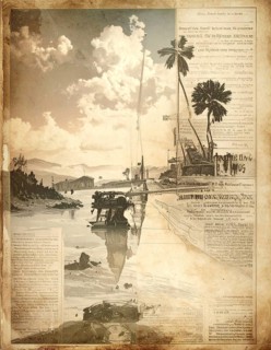 Grunge old public newspaper, texture background wallpaper illustration, vintage tattered yellow