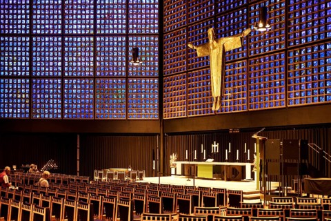 Kaiser Wilhelm Memorial Church, interior of the New Church with Resurrection Christ, Berlin,