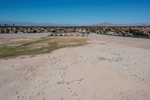 Las Vegas, Nevada - A water detention basin, one of about 100 built by the Clark County Regonal