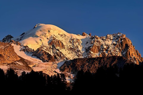 Snow-covered Aiguille Verte, Chamonix-Mont-Blanc, Haute-Savoie, France