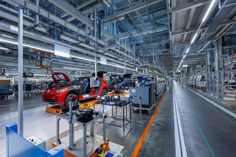 Electric car production in the assembly halls of VW in Zwickau, Zwickau, Saxony, Germany