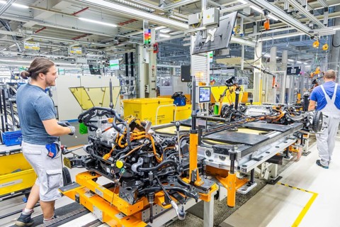 Electric car production in the assembly halls of VW in Zwickau, Zwickau, Saxony, Germany