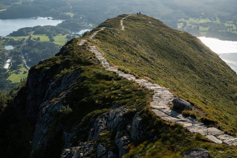 Upper section of the Rørsethornet stone staircase, with 3292 steps one of the longest continuous