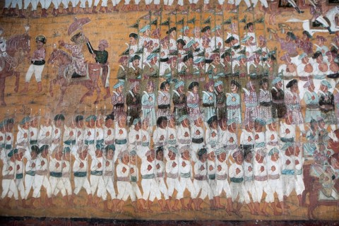Mural painting in the Daria Daulat Bagh or Tipu Sultan's Summer Palace, Srirangapatna, Karnataka,