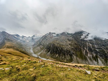 Panoramic view from the Hohe Mut over the Mutsattel and the Rotmoostal to the Gurglkamm in the
