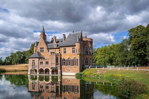 15th century neo-Gothic Wissekerke Castle, Kasteel van Wissenkerke in the village Bazel near