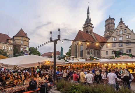 Stuttgart wine village, wine festival on Schillerplatz and Marktplatz in the centre of the state