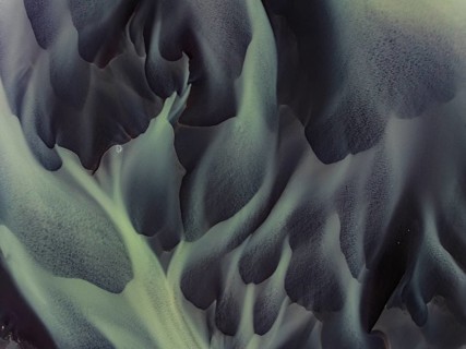 River, river course, river delta, aerial view, sediments, structures, South Iceland, Iceland