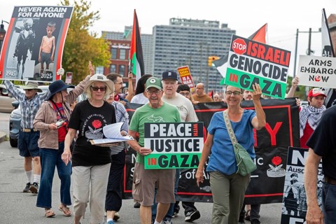 Detroit, Michigan USA - 23 August 2025 - Protesters rally at Eastern Market, banging empty pots to