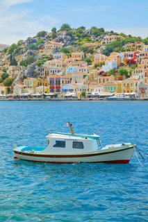 View of Gialos Harbour, Gialos, Symi Island, Dodecanese Islands, Greece