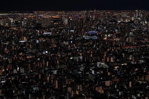Tokyo skyline at night, from the Skytree Observation Deck, Sumida, Tokyo Prefecture, Tokyo, Japan